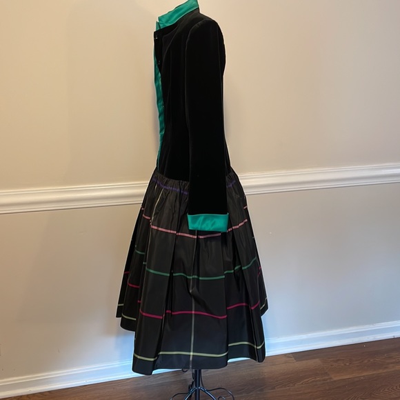 Frank Massandrea VINTAGE 80s Black Velvet Plaid Taffeta Skirt HOLIDAY Christmas - Picture 7 of 16
